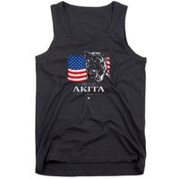 Mens Funny Proud Akita Dad American Flag Patriotic Dog Gift Tank Top