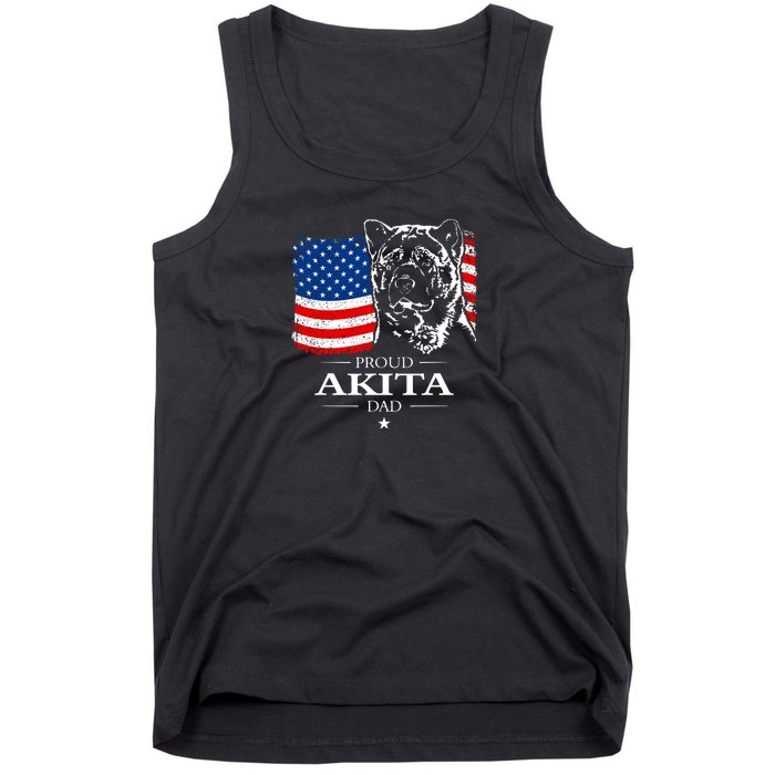 Mens Funny Proud Akita Dad American Flag Patriotic Dog Gift Tank Top