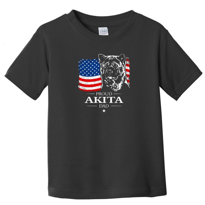 Mens Funny Proud Akita Dad American Flag Patriotic Dog Gift Toddler T-Shirt