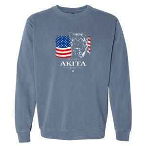 Mens Funny Proud Akita Dad American Flag Patriotic Dog Gift Garment-Dyed Sweatshirt