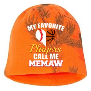 My Favorite Players Call Me Memaw Baseball Basketball Memaw Gift Kati - Camo Knit Beanie