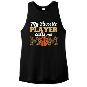 My Favorite Player Calls Me Mom Leopard Basketball Meaningful Gift Ladies PosiCharge Tri-Blend Wicking Tank