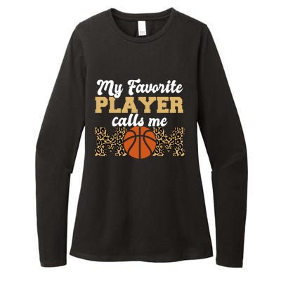 My Favorite Player Calls Me Mom Leopard Basketball Meaningful Gift Womens CVC Long Sleeve Shirt