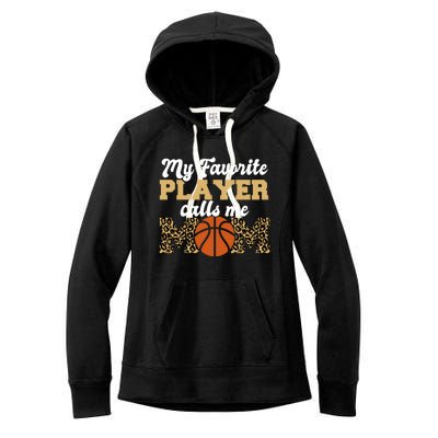 My Favorite Player Calls Me Mom Leopard Basketball Meaningful Gift Women's Fleece Hoodie