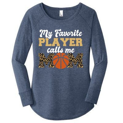 My Favorite Player Calls Me Mom Leopard Basketball Meaningful Gift Women's Perfect Tri Tunic Long Sleeve Shirt