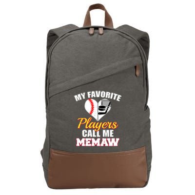 My Favorite Players Call Me Memaw Baseball Hockey Memaw Gift Cotton Canvas Backpack