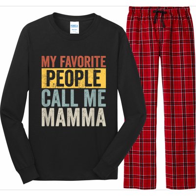 My Favorite People Call Me Mamma Vintage Funny Mothers Day Long Sleeve Pajama Set