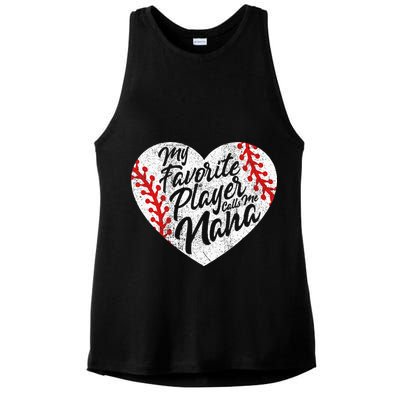 My Favorite Player Calls Me Nana Baseball Heart Cute Grandma Ladies PosiCharge Tri-Blend Wicking Tank