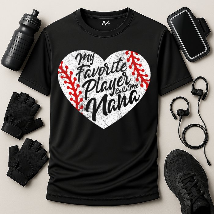 My Favorite Player Calls Me Nana Baseball Heart Cute Grandma Cooling Performance Crew T-Shirt