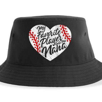 My Favorite Player Calls Me Nana Baseball Heart Cute Grandma Sustainable Bucket Hat