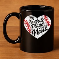 My Favorite Player Calls Me Nana Baseball Heart Cute Grandma 11oz C Handle Ceramic Mug