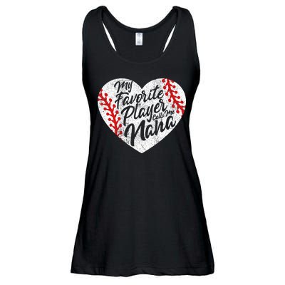 My Favorite Player Calls Me Nana Baseball Heart Cute Grandma Ladies Essential Flowy Tank