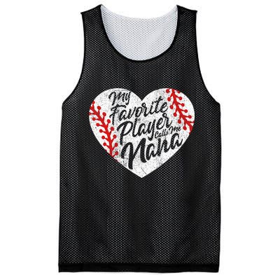 My Favorite Player Calls Me Nana Baseball Heart Cute Grandma Mesh Reversible Basketball Jersey Tank