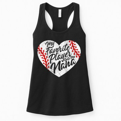 My Favorite Player Calls Me Nana Baseball Heart Cute Grandma Womens Tank Top