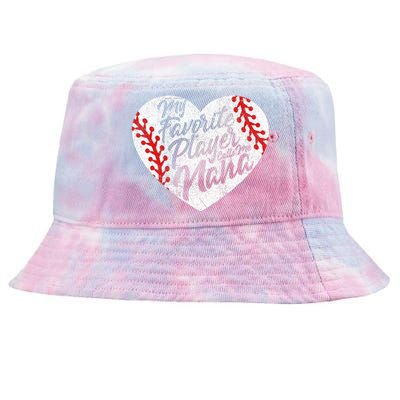 My Favorite Player Calls Me Nana Baseball Heart Cute Grandma Tie-Dyed Bucket Hat