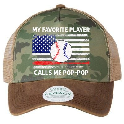 My Favorite Player Calls Me Pop Pop American Flag Baseball Legacy Tie Dye Trucker Hat