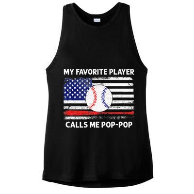 My Favorite Player Calls Me Pop Pop American Flag Baseball Ladies PosiCharge Tri-Blend Wicking Tank
