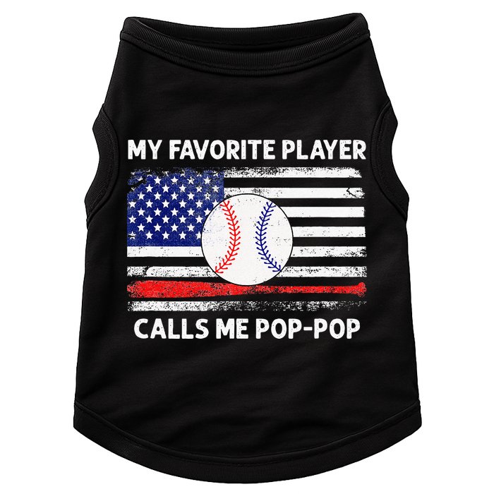 My Favorite Player Calls Me Pop Pop American Flag Baseball Doggie Tank