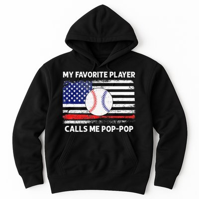 My Favorite Player Calls Me Pop Pop American Flag Baseball Hoodie