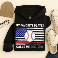 My Favorite Player Calls Me Pop Pop American Flag Baseball Hoodie
