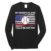 My Favorite Player Calls Me Pop Pop American Flag Baseball Long Sleeve Shirt