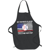 My Favorite Player Calls Me Pop Pop American Flag Baseball Apron