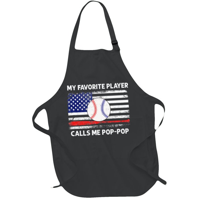 My Favorite Player Calls Me Pop Pop American Flag Baseball Apron
