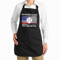 My Favorite Player Calls Me Pop Pop American Flag Baseball Apron