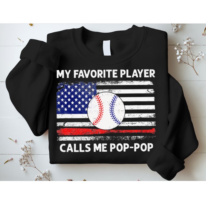 My Favorite Player Calls Me Pop Pop American Flag Baseball Sweatshirt
