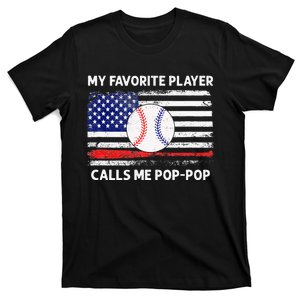 My Favorite Player Calls Me Pop Pop American Flag Baseball T-Shirt