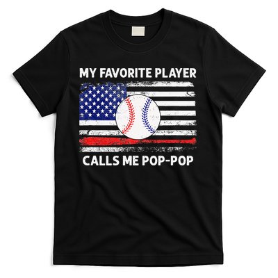 My Favorite Player Calls Me Pop Pop American Flag Baseball T-Shirt