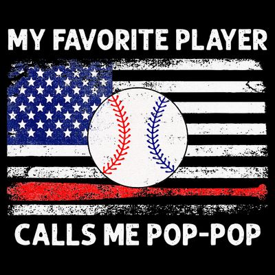 My Favorite Player Calls Me Pop Pop American Flag Baseball T-Shirt