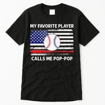 My Favorite Player Calls Me Pop Pop American Flag Baseball Tall T-Shirt