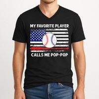 My Favorite Player Calls Me Pop Pop American Flag Baseball V-Neck T-Shirt