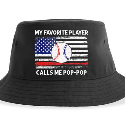 My Favorite Player Calls Me Pop Pop American Flag Baseball Sustainable Bucket Hat