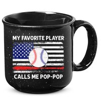 My Favorite Player Calls Me Pop Pop American Flag Baseball 15oz Campfire Ceramic Mug