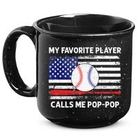My Favorite Player Calls Me Pop Pop American Flag Baseball 15oz Campfire Ceramic Mug