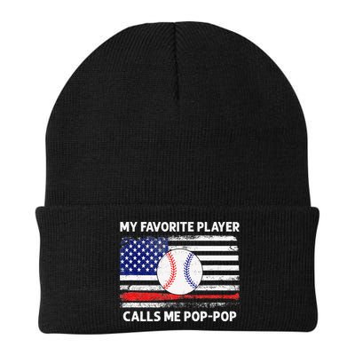My Favorite Player Calls Me Pop Pop American Flag Baseball Beanie