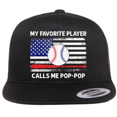My Favorite Player Calls Me Pop Pop American Flag Baseball Flatbill Hat