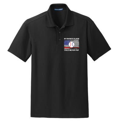 My Favorite Player Calls Me Pop Pop American Flag Baseball Dry Zone Grid Polo