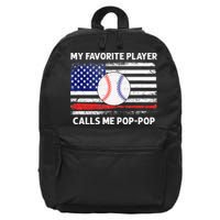 My Favorite Player Calls Me Pop Pop American Flag Baseball 16 in Basic Backpack