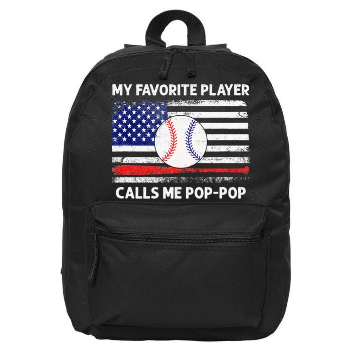 My Favorite Player Calls Me Pop Pop American Flag Baseball 16 in Basic Backpack