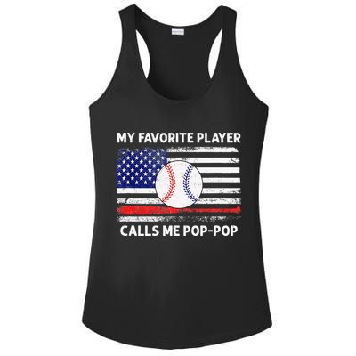 My Favorite Player Calls Me Pop Pop American Flag Baseball Ladies PosiCharge Competitor Racerback Tank