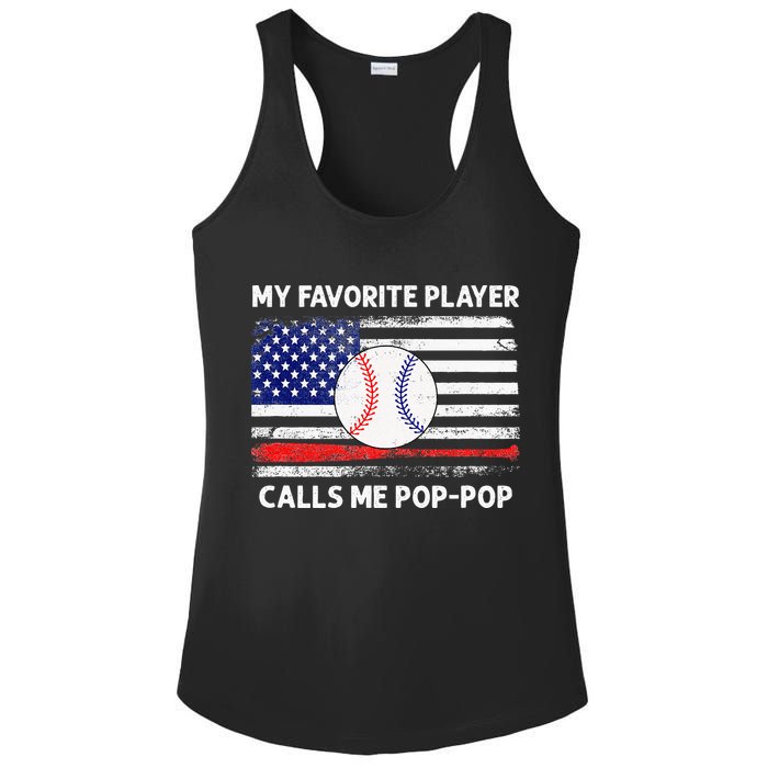 My Favorite Player Calls Me Pop Pop American Flag Baseball Ladies PosiCharge Competitor Racerback Tank