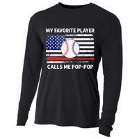My Favorite Player Calls Me Pop Pop American Flag Baseball Cooling Performance Long Sleeve Crew