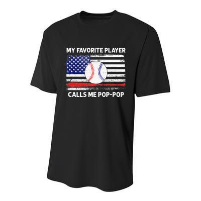 My Favorite Player Calls Me Pop Pop American Flag Baseball Youth Performance Sprint T-Shirt