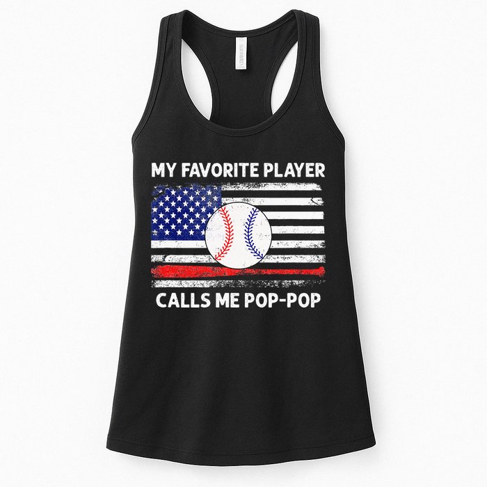 My Favorite Player Calls Me Pop Pop American Flag Baseball Womens Tank Top
