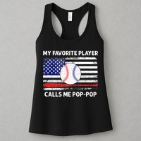 My Favorite Player Calls Me Pop Pop American Flag Baseball Womens Tank Top