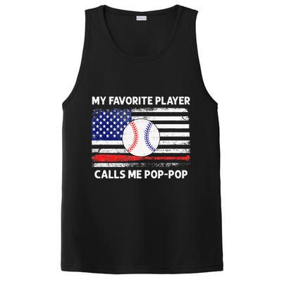My Favorite Player Calls Me Pop Pop American Flag Baseball PosiCharge Competitor Tank