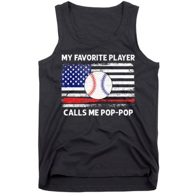 My Favorite Player Calls Me Pop Pop American Flag Baseball Tank Top